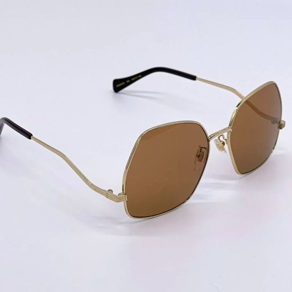 Sale! New Gucci Women\'s 60mm Gold and Brown Metal Sunglasses! main image 4